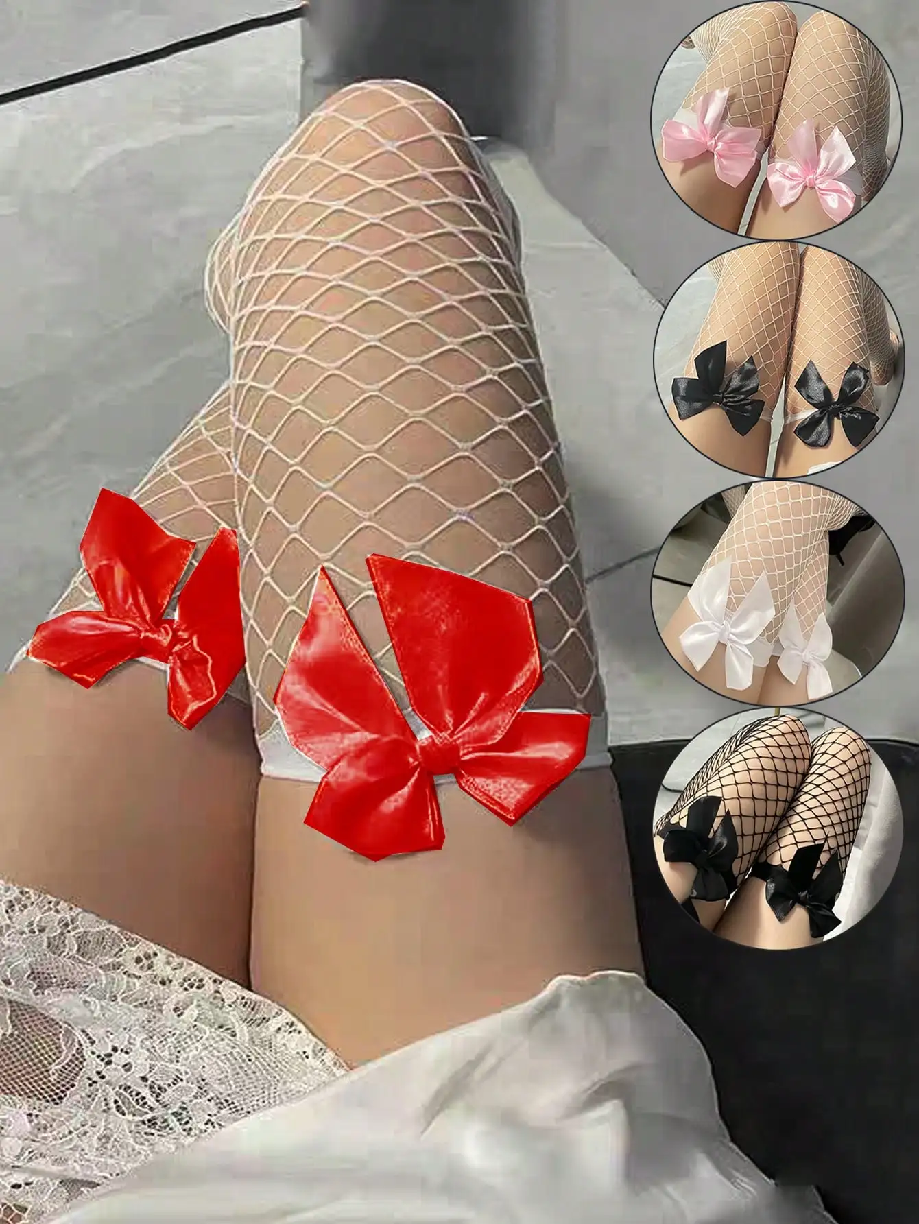 

Женские сетчатые носки до колена с атласным бантом, ультратонкие и эластичные, для повседневной носки, клуба или дома
