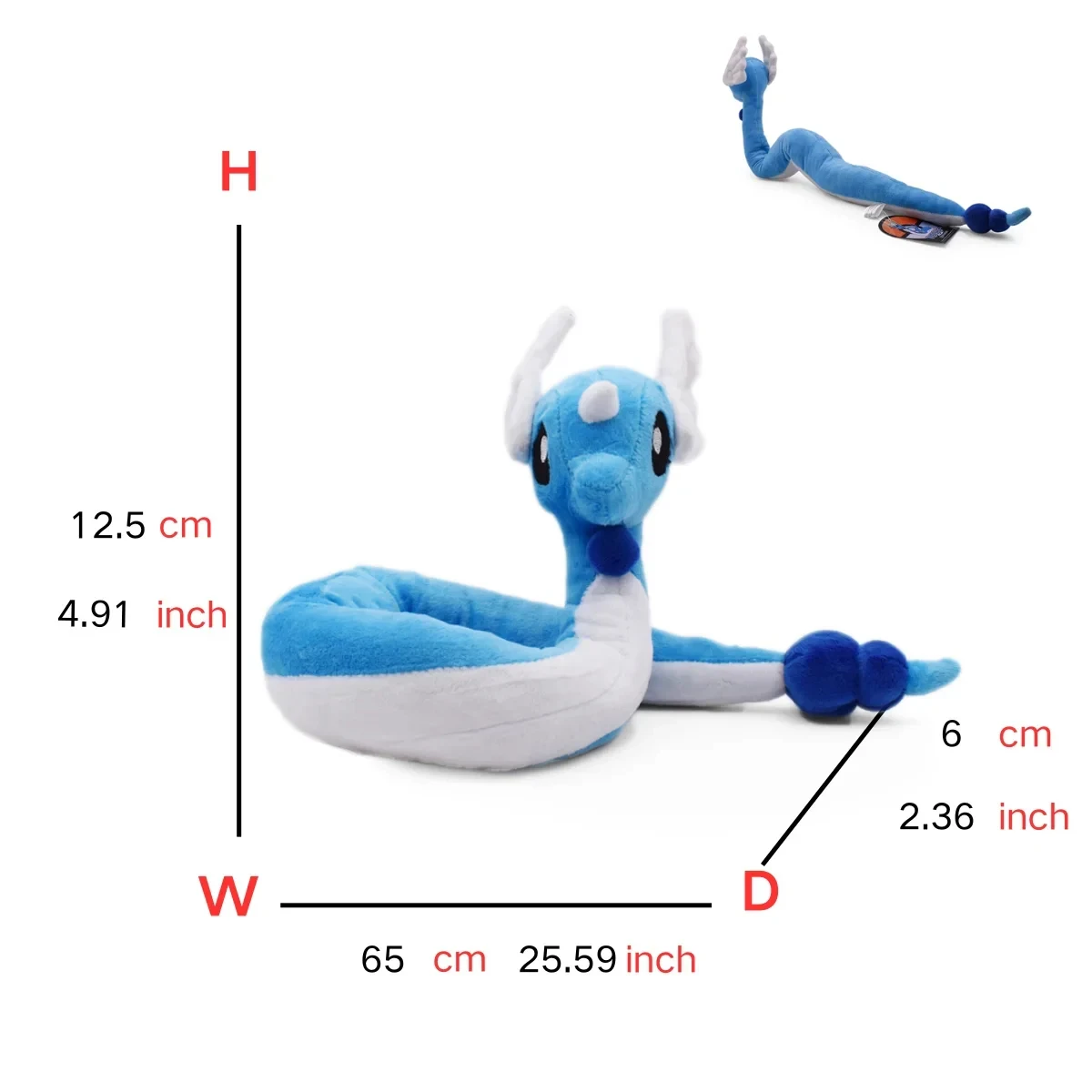 Pluszaki Dragonair Śliczne Niebiesko-Różowe Dragonair Miękkie Anime Pluszaki Wypchane Kreskówkowe Lalki Prezent na Boże Narodzenie dla Dzieci Ozdoba