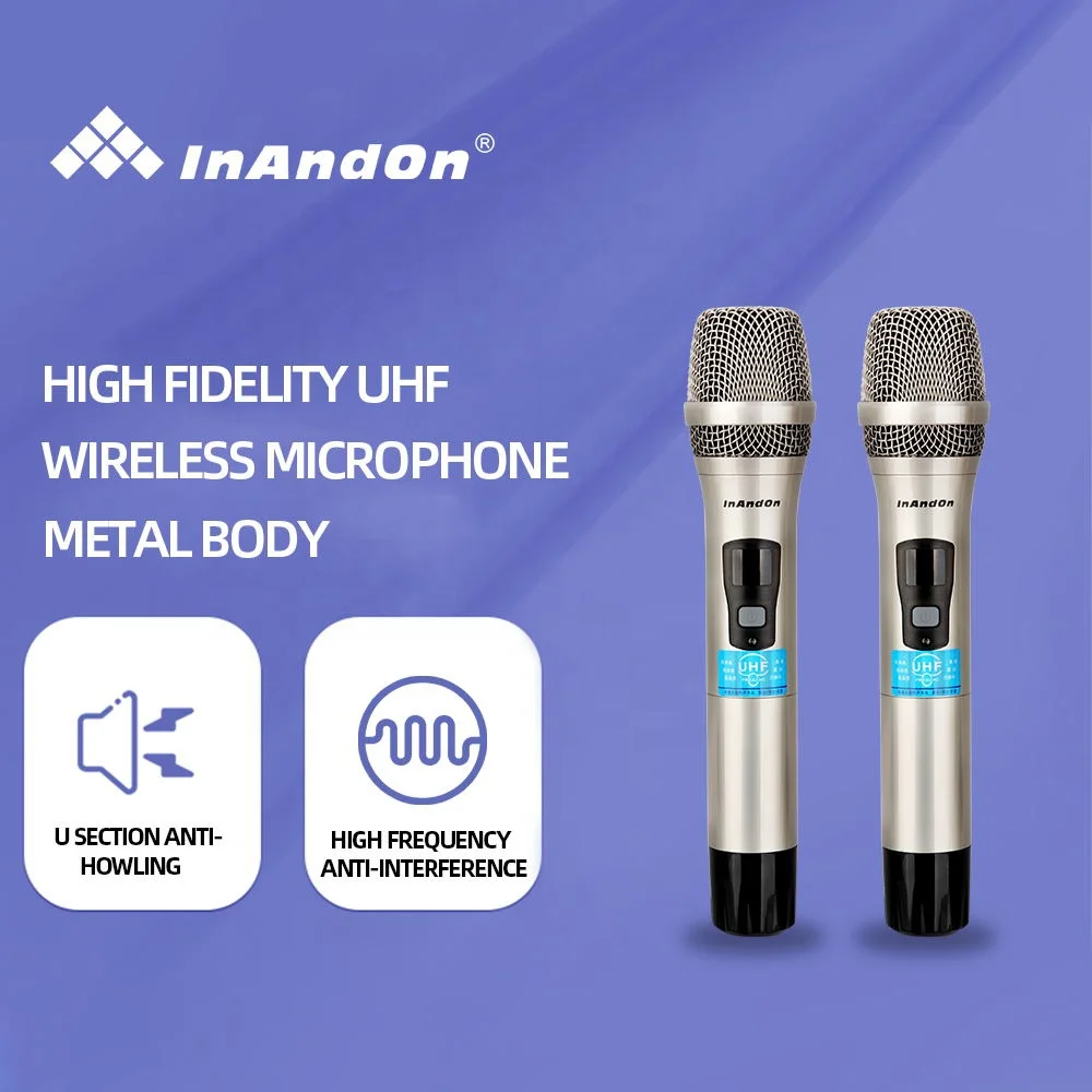 Hot Sale InAndon Multi-function UHF Handheld Microphone Portable Karaoke Mic Wireless Microphone Professional