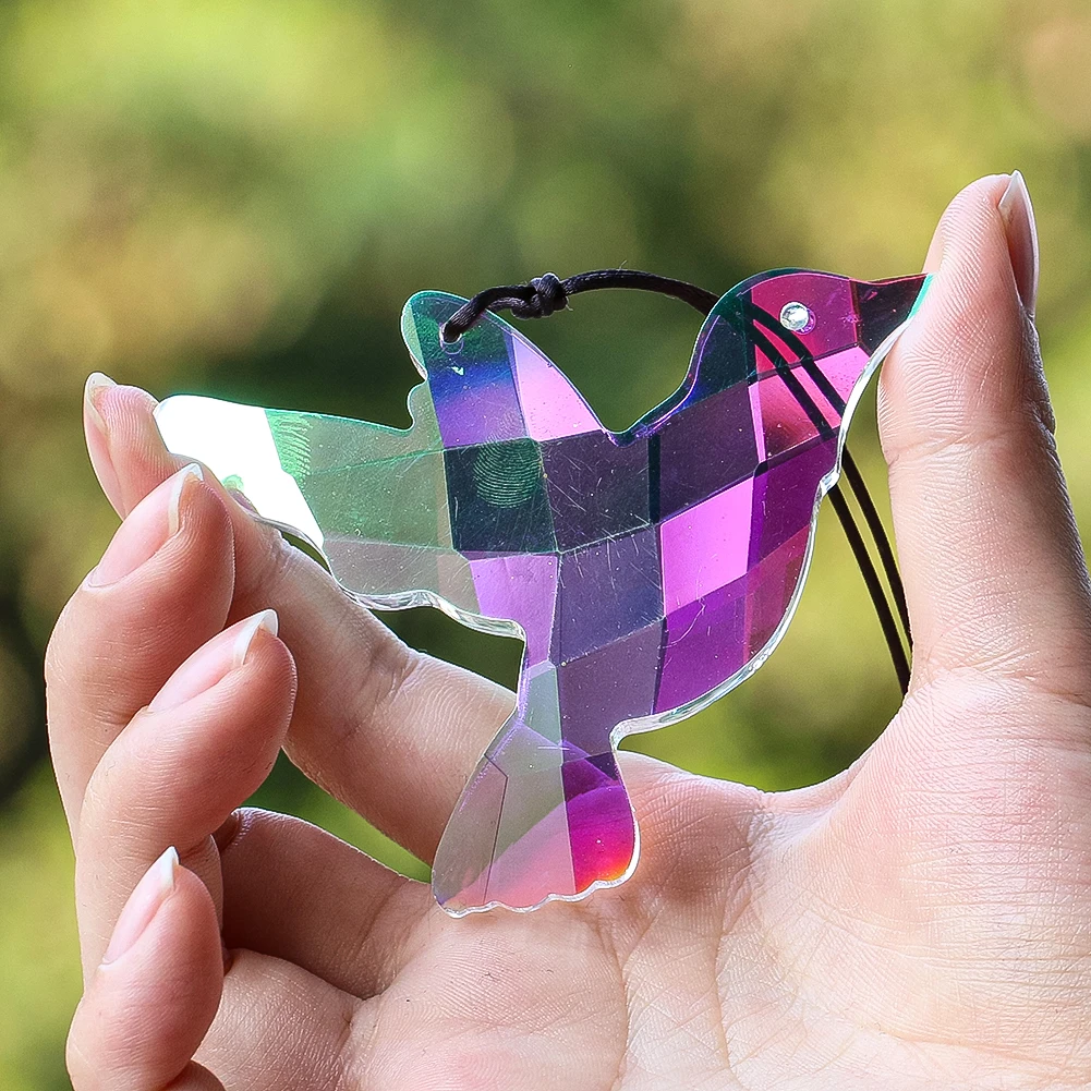 

8 см AB цвет маленькая птица форма хрустальный кулон Радуга Изготовление солнечного света коллектор блестящее стекло искусство сад украшение двора