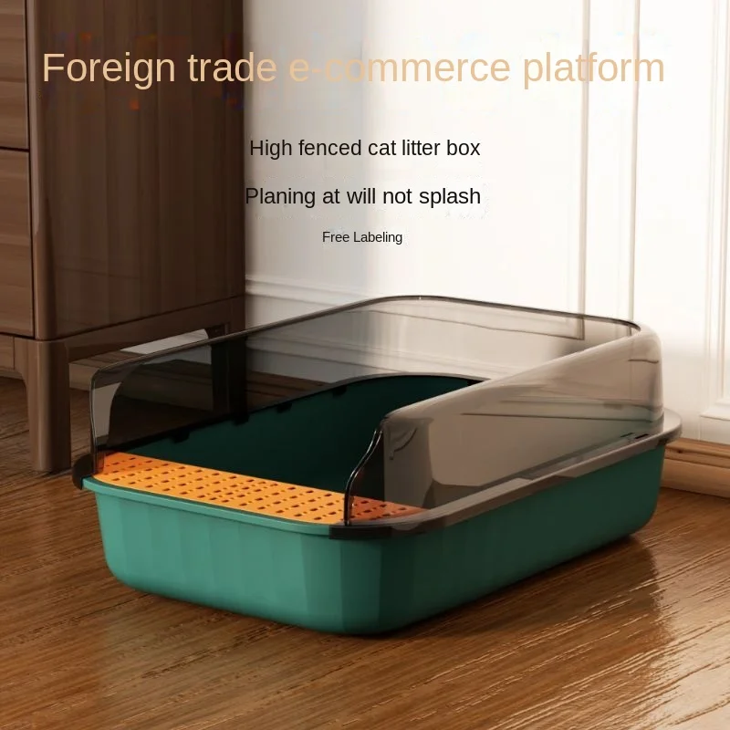 Semi-Enclosed Cat Litter Box, Extra-Large Anti-Splash Cat Toilet, Oversized Cat Litter Box Wholesale With Cat Litter Shovel Incl