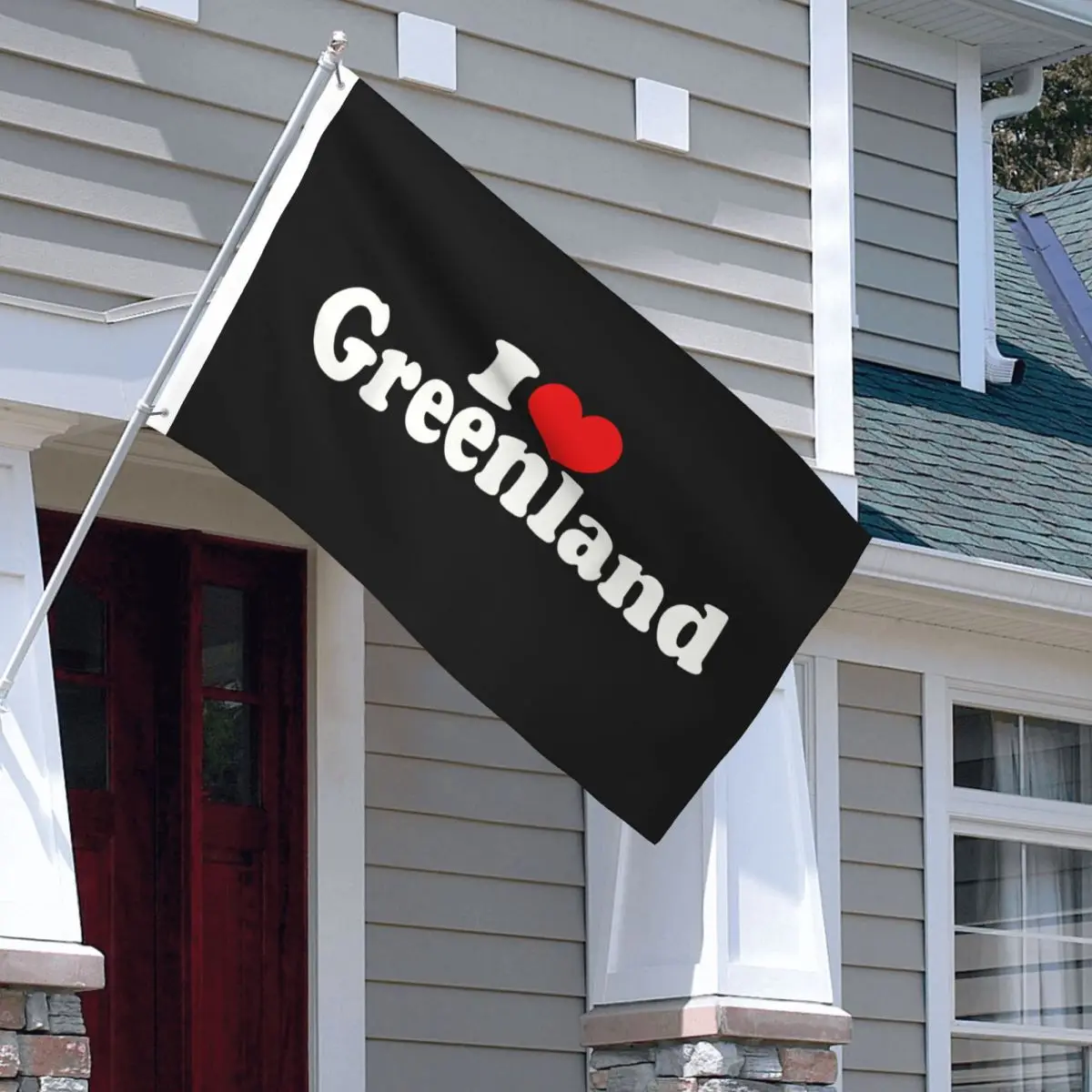 I Love Heart Greenland Flag Double Sided Outdoor Banner Polyester Home Room Dorm Wall Decor