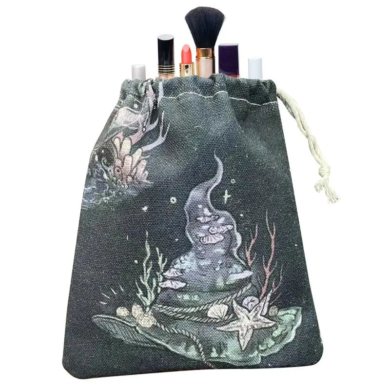 Gohst Pattern Tarot Cards Storage Bag Tarot Card Deck Holder Pouch Drawstring Jewelry Board Games Dice Gift Bags Organizer