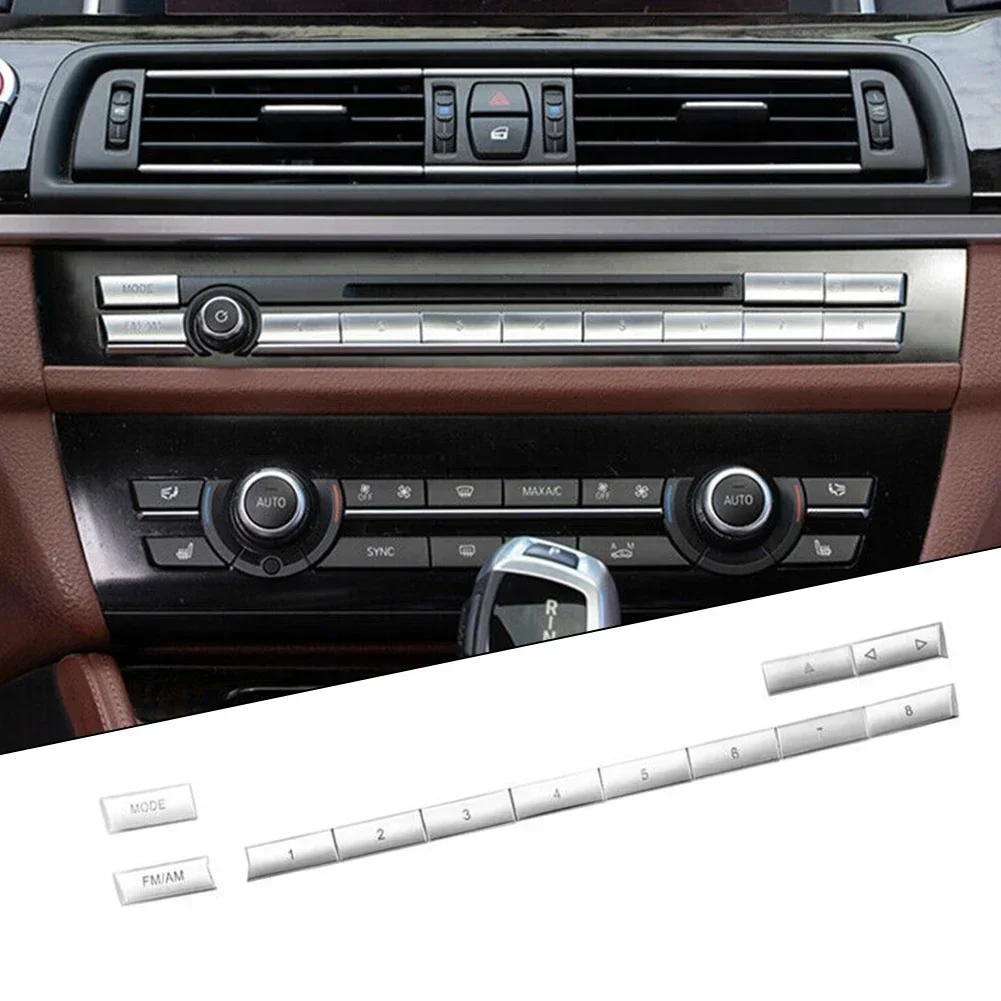 Hot Sale 12pcs Center Console Trim For BMW 5 6 7 Series 5GT F10 Chrome  Center CD MODE FM/AM Button Trim Cover