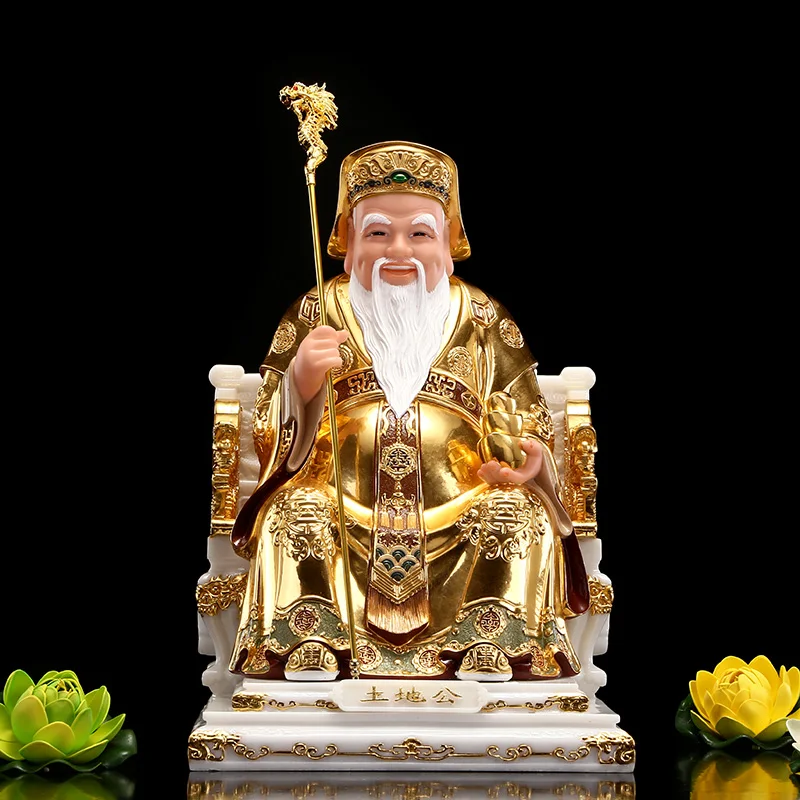 

Asia HOME alter Temple High grade jade gilding God of wealth TU DI GONG Buddha statue shop bring money GOOD luck CAI SHEN