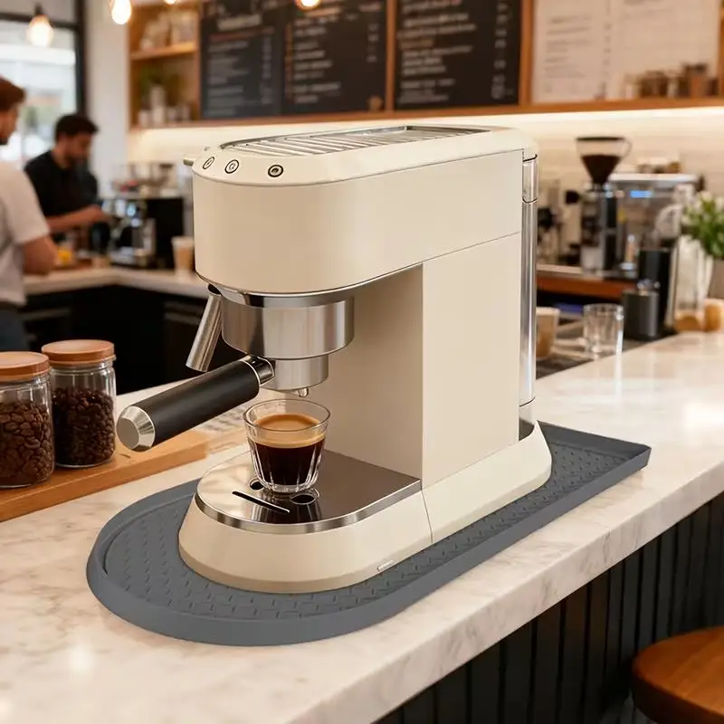 1pcs Silicone Coffee Machine Mat – Non-Slip Tray with Raised Edges, Countertop Protector for Kitchen
