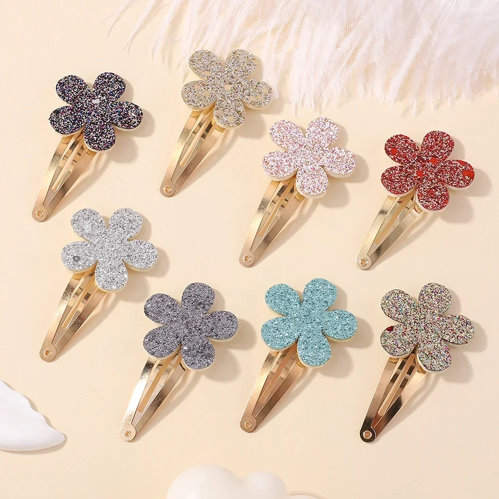 

16Pcs Shiny Flower Hairpins Glitter BB Hair Clips for Baby Girls Handmade Barrettes Headwear Fashion Kids Hair Accessories