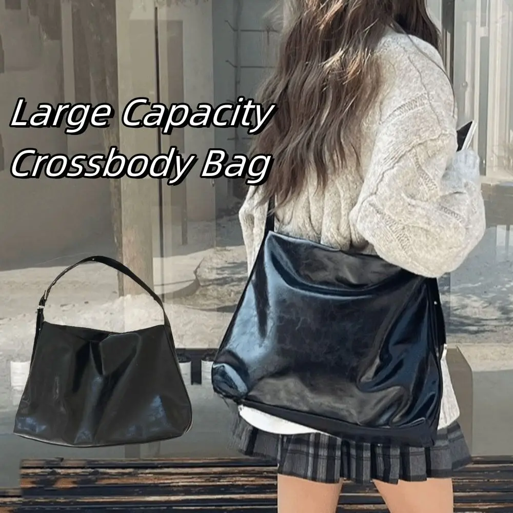 

Casual Square Large Capacity Crossbody Bag Y2k Hobo Leather Shoulder Bag Solid Color Korean Style Women Handbag Work