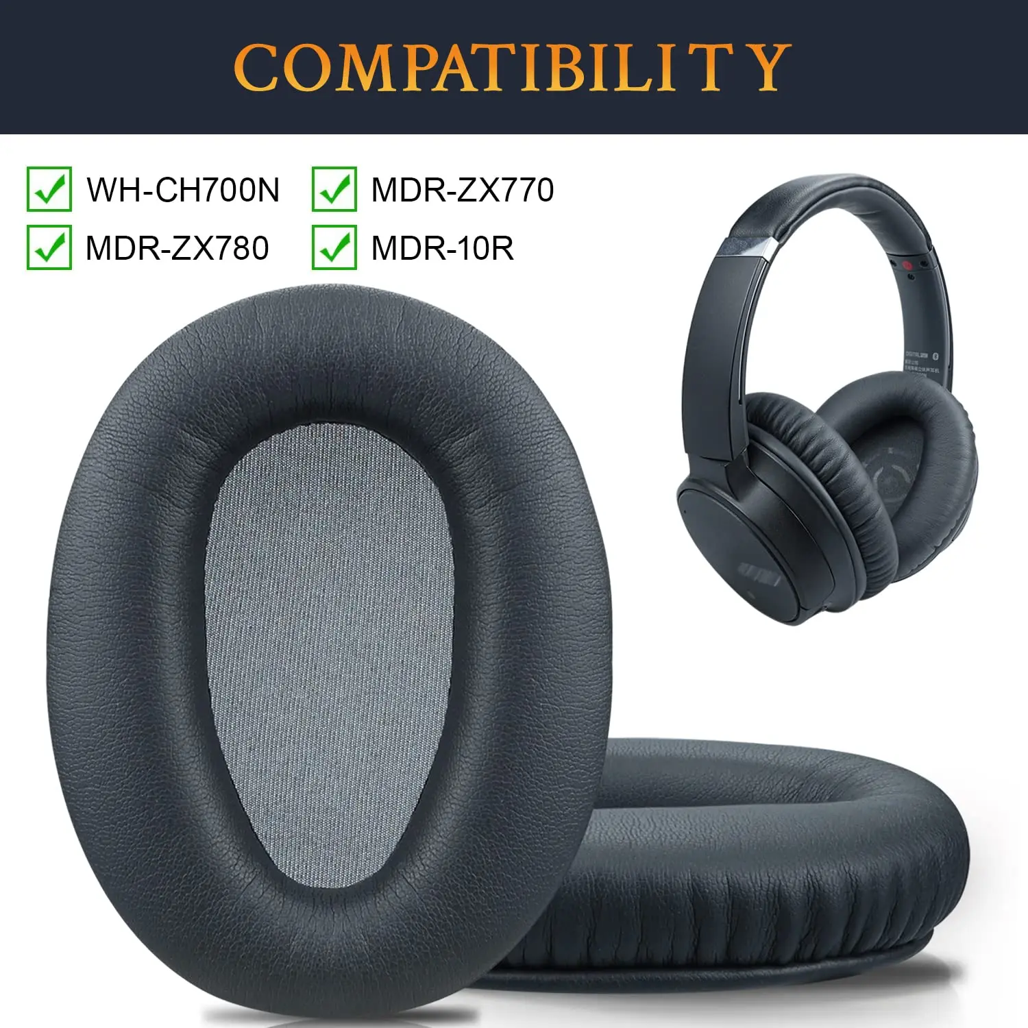 WH-CH710N Replacement Earpads Ear Cushions,Ear Pads for Sony WH-CH700N, WH-CH710N, WH-CH720N Headphones, Premium Protein Leather