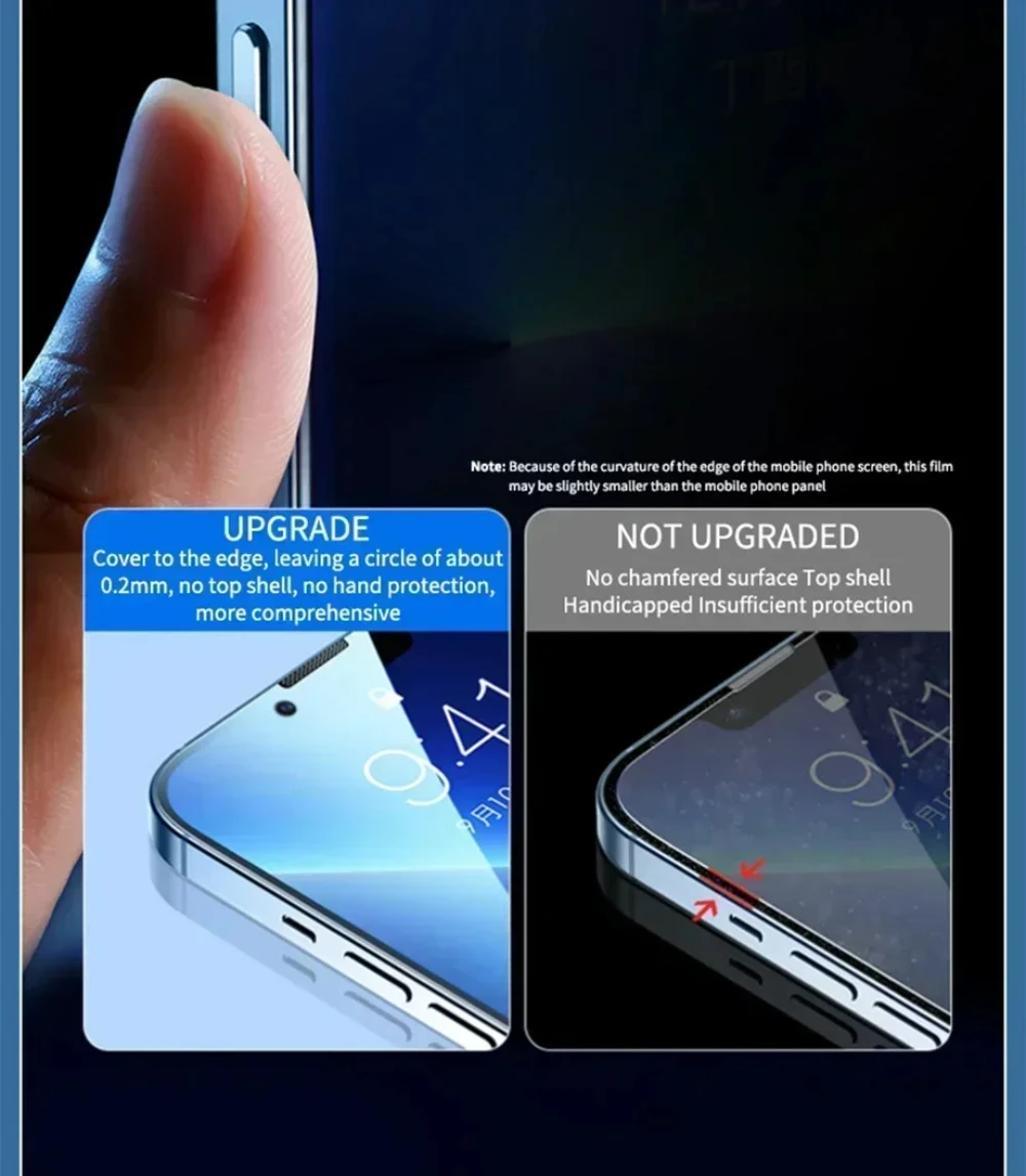 NNBILI 4-teiliger Vollbild-Sichtschutz für iPhone 11 12 13 14 15 16 17 18 Pro Max Anti-Spy-Glas für iPhone 18Pro Glas – Detail 14