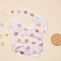 Waterproof Baby Drool Bibs With Magic Tape Cute Print Feeding Bibs