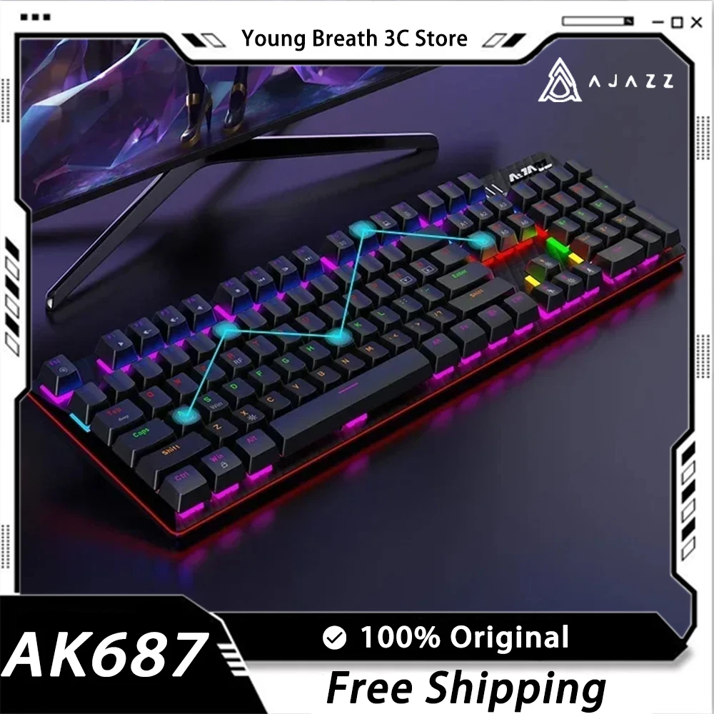 

AJAZZ AK687 Mechanical Keyboard Hot Swap Dual Mode Wireless Gaming Keyboard RGB AK687 Ergonomics E-SPORTS GAME CHIP Pc Gamer