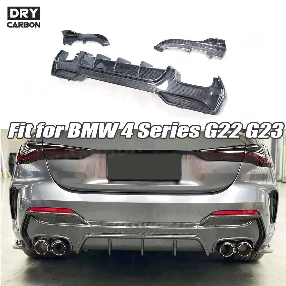 Carbon Fiber Car Rear Bumper Lip Diffuser FRP Prime Side Splitters Flaps Canards Body Kits For BMW 4 Series G22 G23 2020+