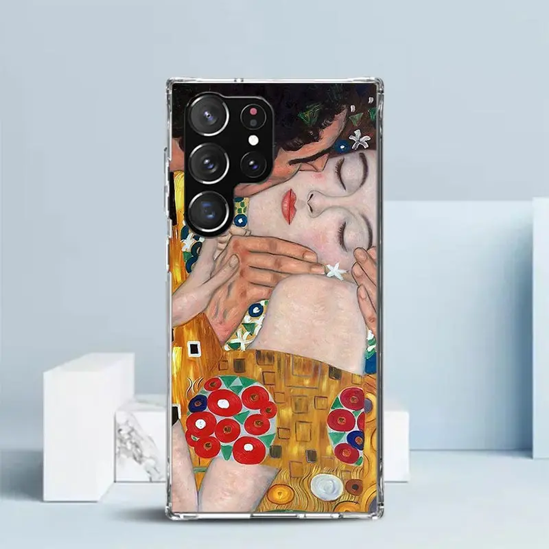 Kiss by Gustav Klimt Desig Etui na telefon do Samsung Galaxy S22 S23 S24 Ultra S21 S20 FE S10 Plus S10E S9 S8 + S7 Edge Soft TPU Bac