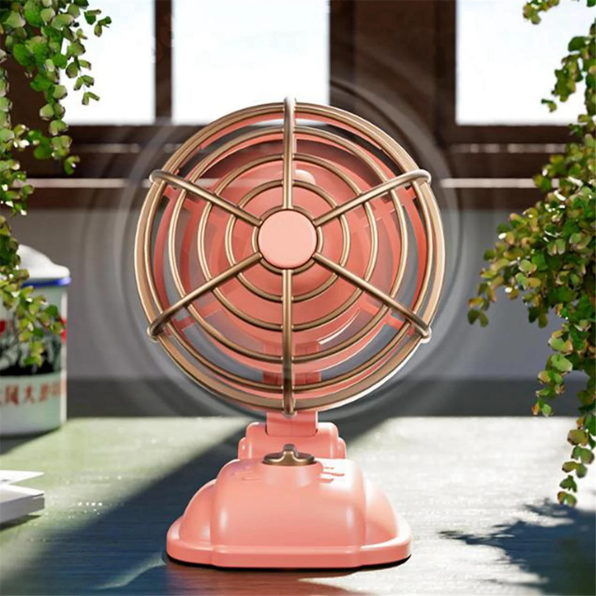 Retro Mini Desktop Fan 400mAh USB Rechargeable Desk Outdoor Desk Fan Portable Desktop Fan,Green