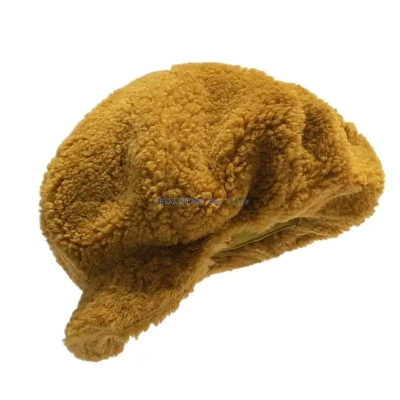 340D Octagonal Hat Women Girl Plush Hat Outdoor Streetwear for Skiing