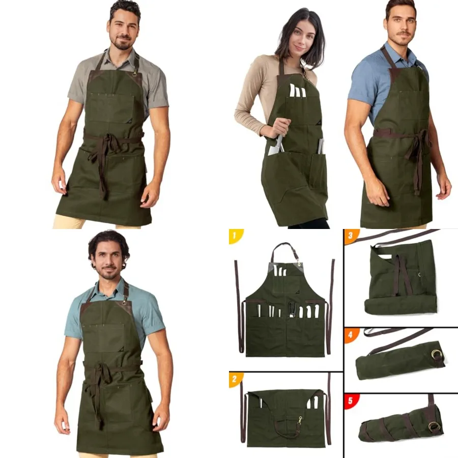 

Forest Heavy-Duty Canvas, Leather Reinforcement Adjustable for Men and Women Pro Chef, Barbecue, Butcher, Bartender, Woodworker