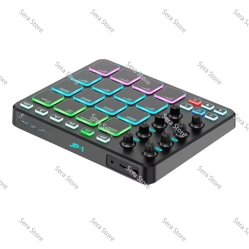 16-Key MIDI Pad RGB Bluetooth Electronic Sound Controller Mini Keyboard, Built-in Battery