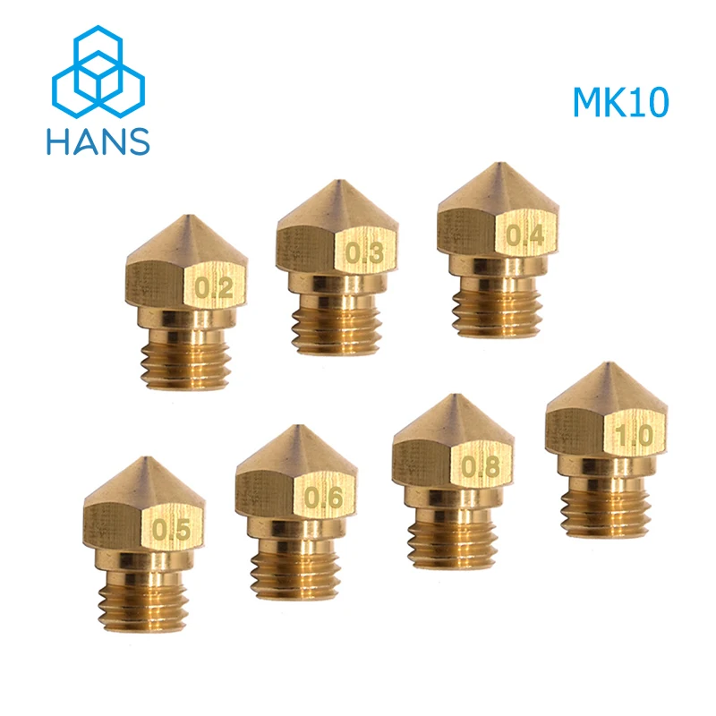 

MK10 M7 Thread Brass 1.75mm Filament Nozzles 0.2/0.3/0.4/0.5/0.6/0.8/1.0mm Copper 3D Printers Parts