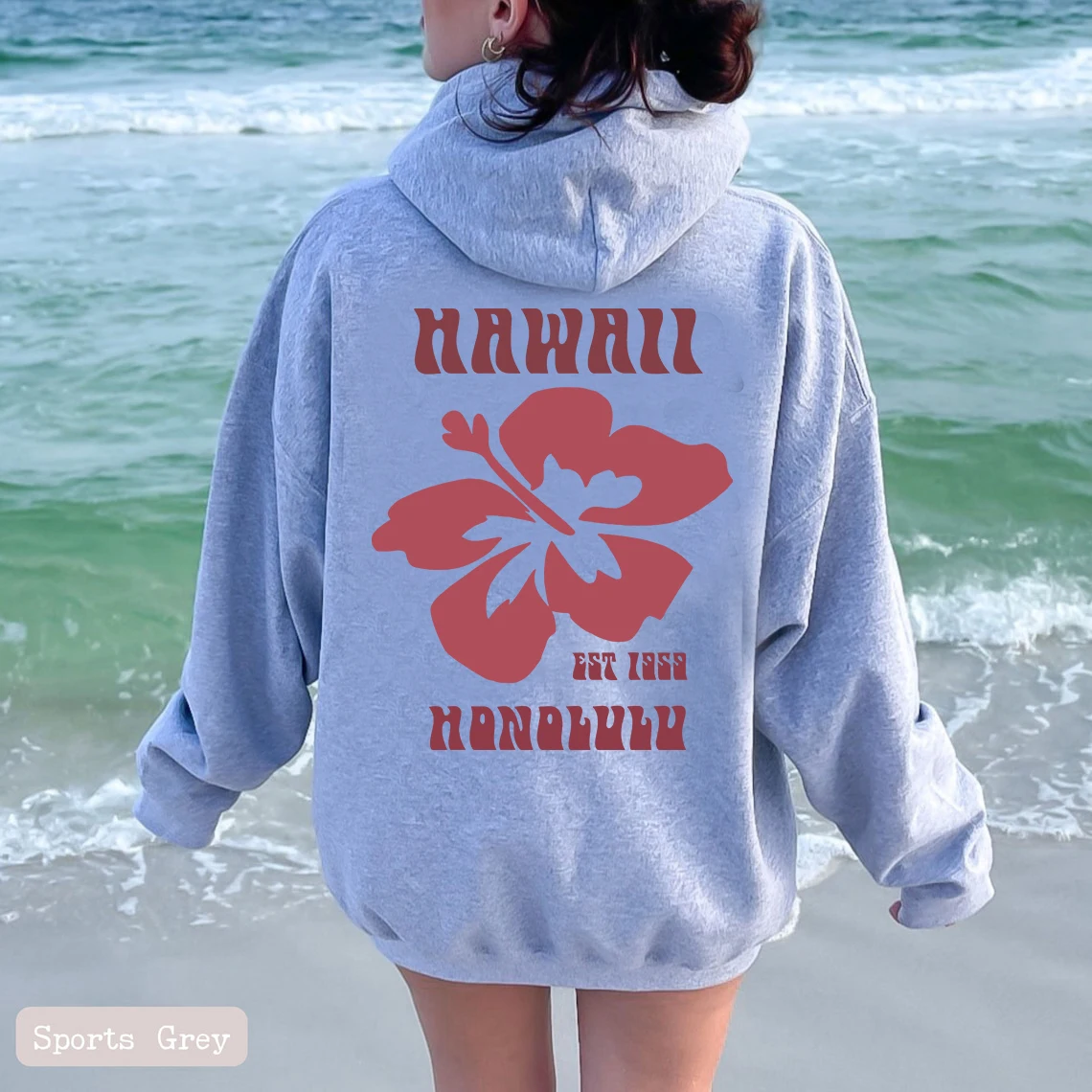 Hawaii Hoodie Aloha State Sweatshirt Tumblr Beach Hoodie VSCO Trendy Hoodie Words on Back Hoodies Long Sleeves Hoodies