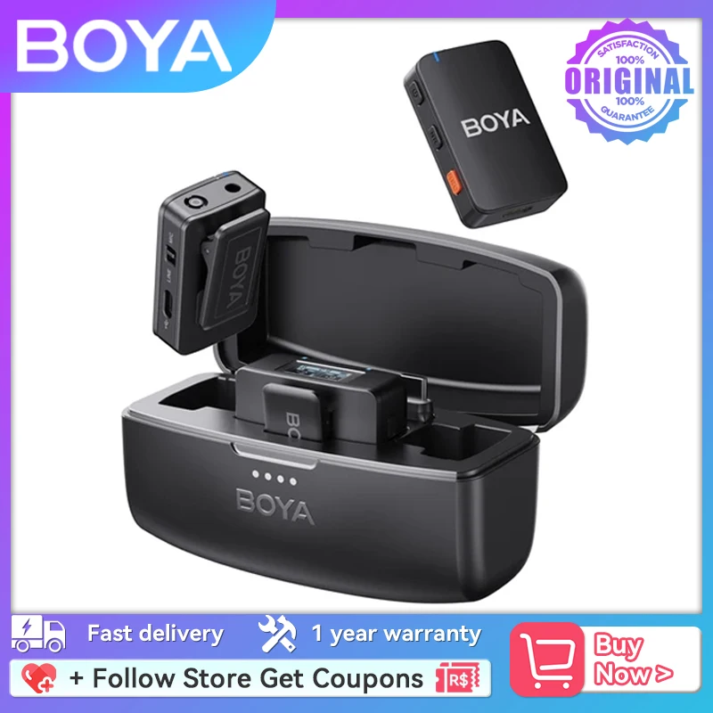 BOYA BOYAMIC Professional Wireless Lavalier Lapel Microphone for iPhone Android Camera Youtube Streaming Record Interview Vlogs