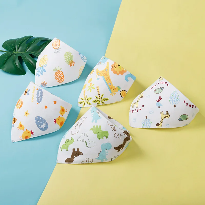 1PC Cute Cartoon Baby Cotton Bibs Soft Newborn Floral Print Burp Cloths Bandana Scarf for Newborn Boy Girl Feeding Saliva Towel