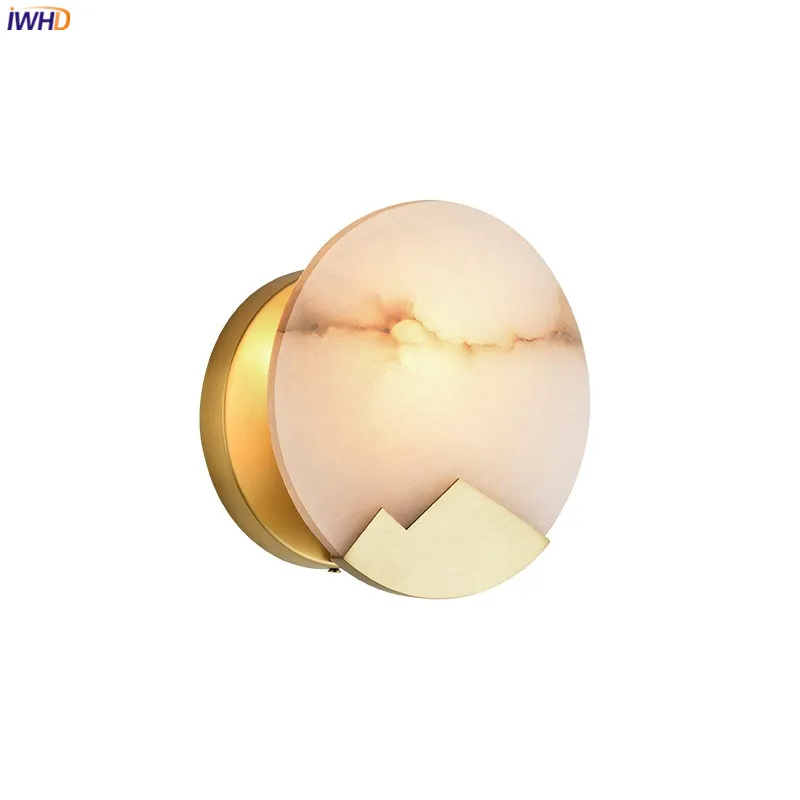 

IWHD Marble LED Bathroom Mirror Light Copper E14 Socket Home Indoor Decor Bedroom Living Room Nordic Modern Wall Lamp Sconce