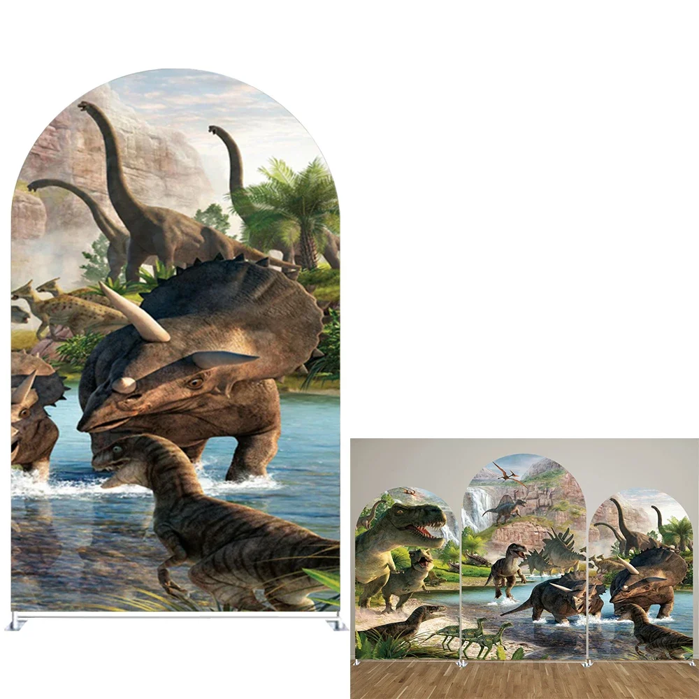 ที่คลุมฉากหลังแบบโค้งสำหรับธีมไดโนเสาร์แผงโค้งสำหรับงานแต่งงานงานวันเกิดและงานเลี้ยงอุปกรณ์ตกแต่งสำหรับงานเลี้ยง
