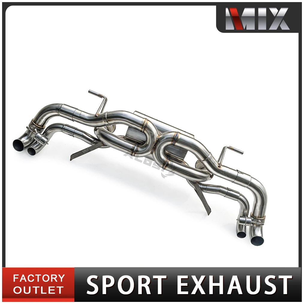 لأودي R8 V8 4.2l V10 5.21 2006-2015 2015-2023 نظام عادم الأداء الفولاذ المقاوم للصدأ عادم القط الخلفي مع صمام تفريغ