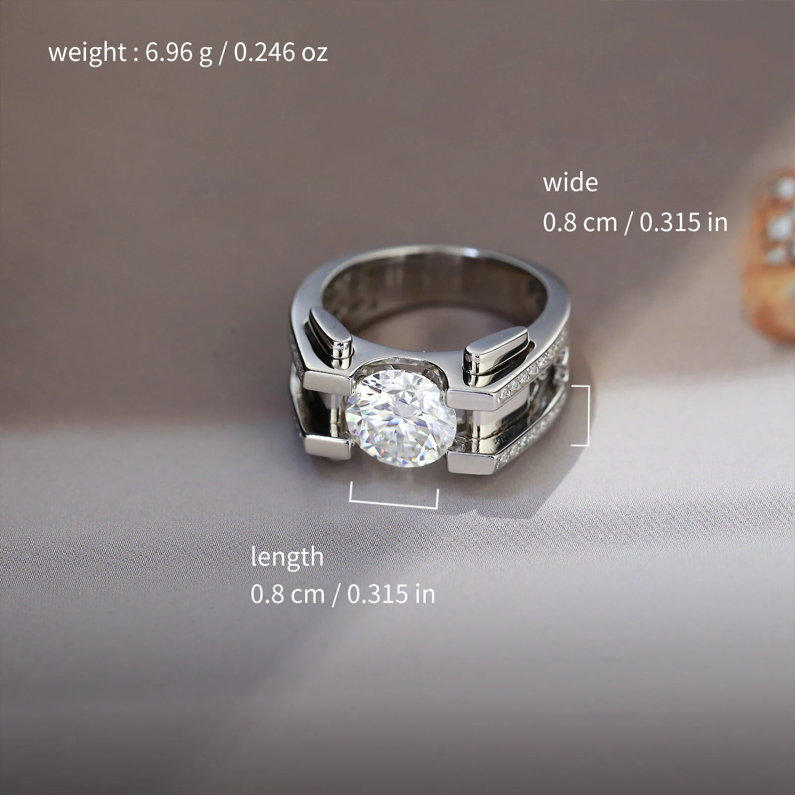 

AMGROCK 2CT Moissanite Wide Band Bull Head Ring, S925 Sterling Silver, Hypoallergenic, Luxury Women's Jewelry, Christmas Gift