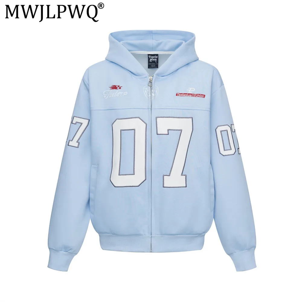 MWJLPWQ Digital Patchwork Embroidered Hoodie Men's Loose-Fit Streetwear Spring Autumn Letter Print Casual Outerwear 2026 21380