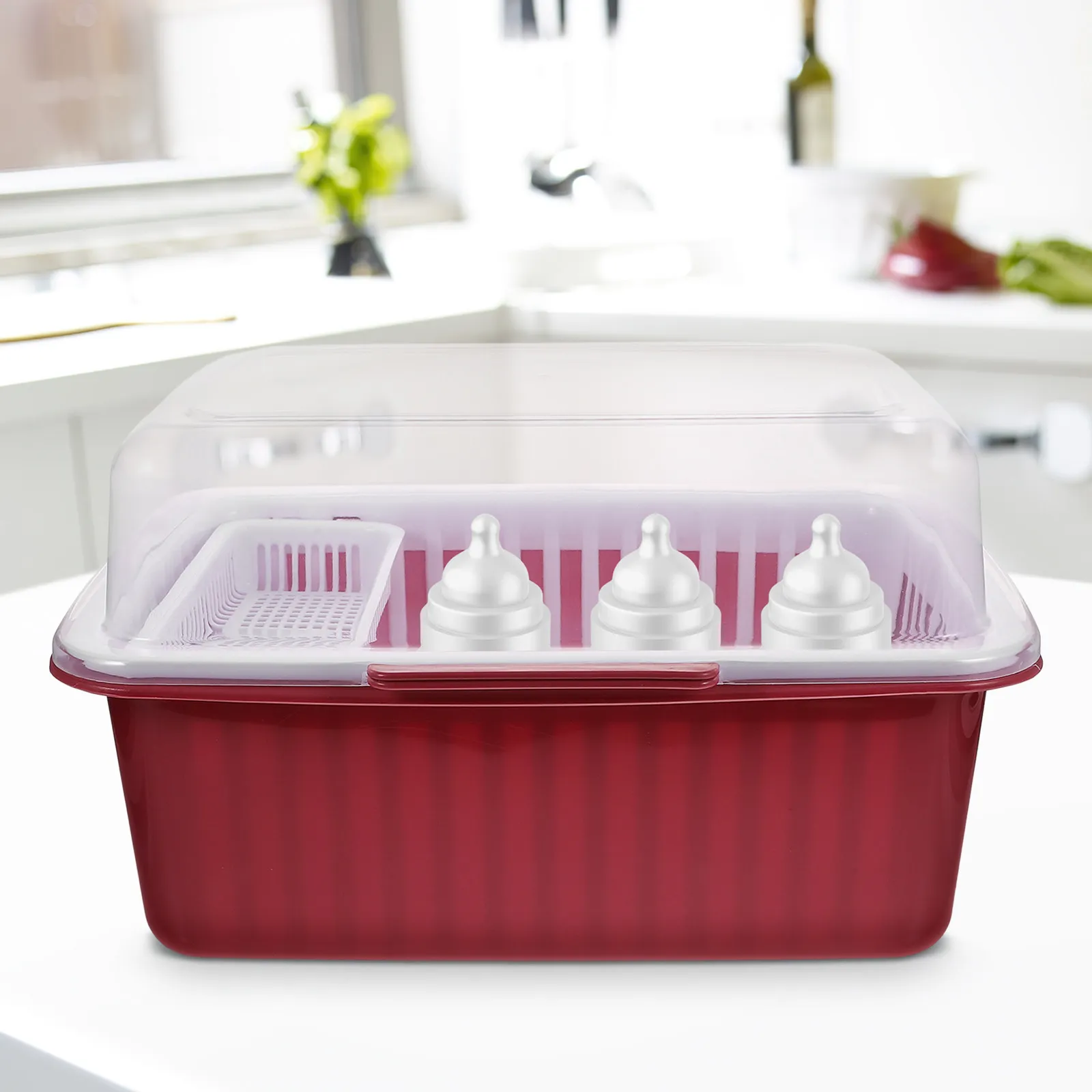 1pcs-storage-rack-household-milk-bottle-box-plastic-clamshell-baby-bottle-holder-tableware-container-portable-drying-box