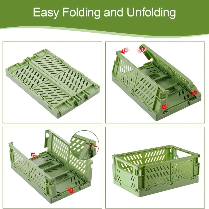 1/6PCS Plastic Foldable Storage Baskets Small Things Jewelry Organizer Stackable Desktop Drawer Kitchen Folding Box Container