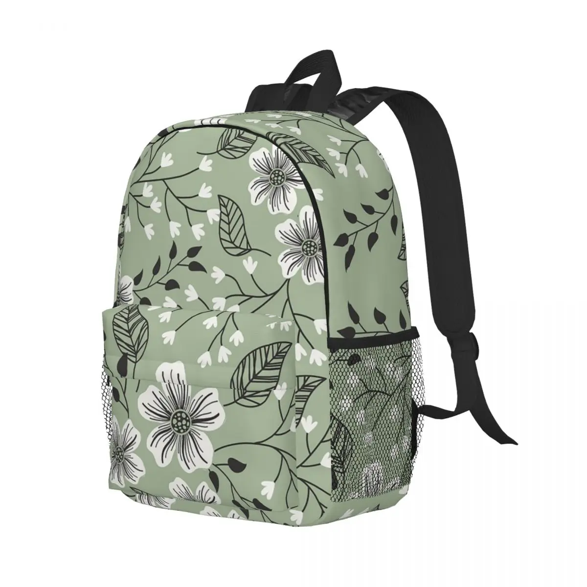 Mochilas Floral Verde Sábio, Bookbag Adolescente, Cartoon Children School Bags, Mochila De Viagem, Bolsa De Ombro, Grande Capacidade