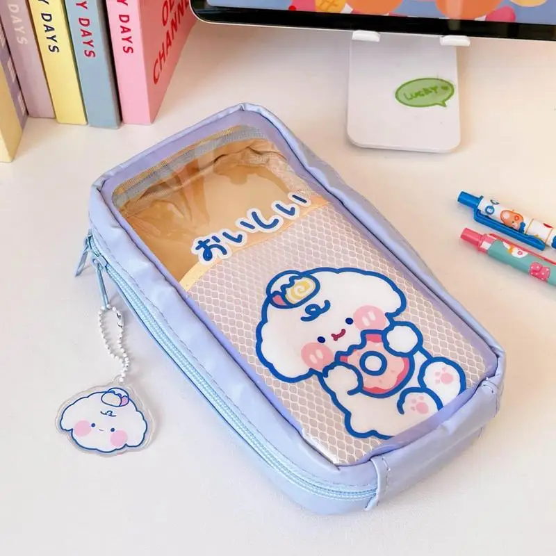 bonito estojo transparente bolsa de lapis de grande capacidade kawaii box artigos de papelaria escolar japones coreano 01