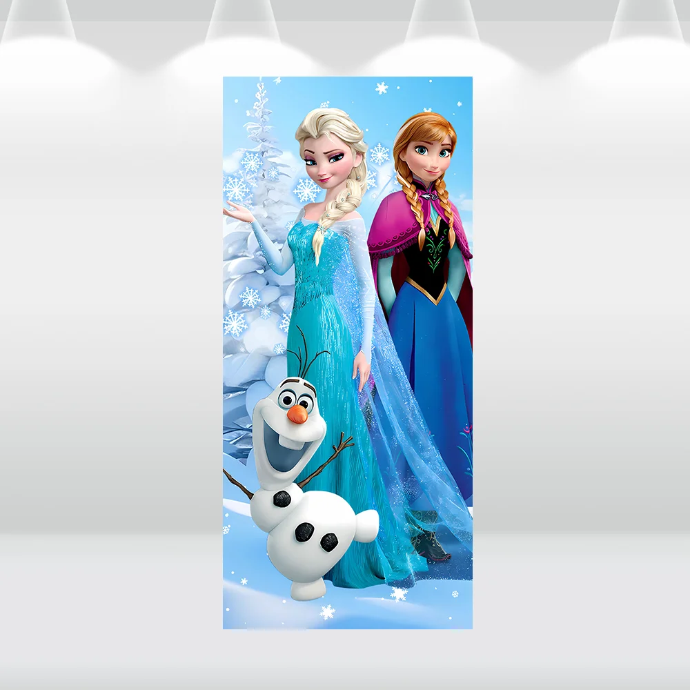 Winter Ice Castle Cylinder Cover Snowflake Olaf Round Backdrop for Baby Shower Party Decor Frozen Anna Elsa Arch Wall Banner