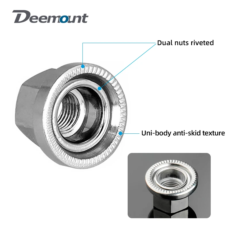 Deemount Fixed Gear Hub Nut Front Rear Drum Axle Bushing M9 M10 3/8in 26tpi Dual Nuts Riveted Anti-skid Texture Firm Hold Cap