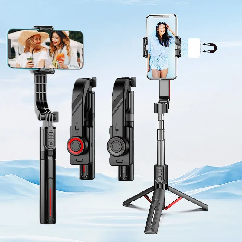 FANGTUOSI 360 دوران AI تتبع الوجه مثبت Gimbal اتبع Gimbal مع ملء ضوء Selfie عصا ترايبود للهواتف الذكية لايف