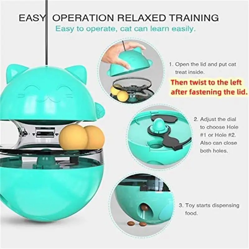 Pet Interactive Cat Tumbler Toy Treat Food Dispenser Toys with Rolling Balls Funny Cats Slow Feeder IQ Training Ball for Kitten