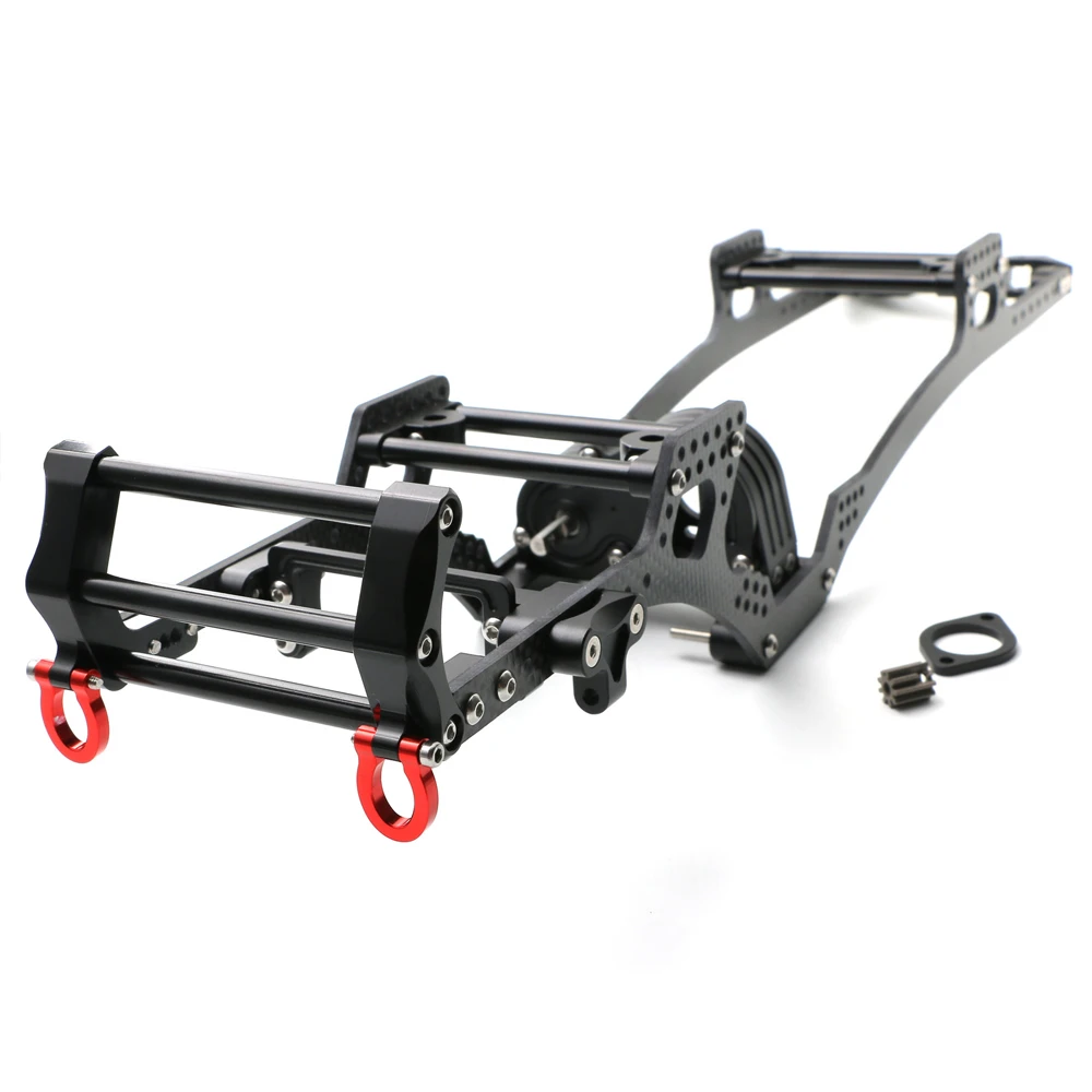 Upgraded Carbon Fiber Chassis Kit Rail V2 Gearbox Skid Plate Bumper For 1:10 AXIAL SCX10 RC Car Off-Road Frame Parts