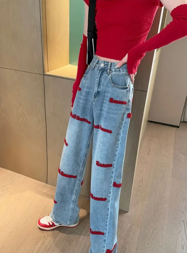 High Waisted Straight Jeans For Y2k Women Streetwear Summer Korean Dongdaemun 2023 Femme Pants Baggy Blue Denim Trousers Vintage