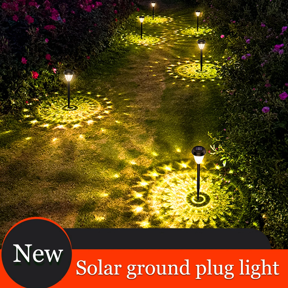 6PCS Solar Ground Plug Light Outdoor Garden Decoration Garden Landscape Atmosphere LED Waterproof Lawn Light