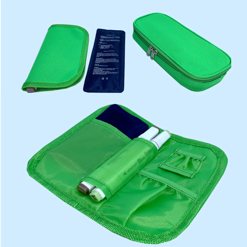 Borsa portatile per il raffreddamento dell\'insulina diabetica con due protezioni per pillole in Gel custodia da viaggio per Organizer per