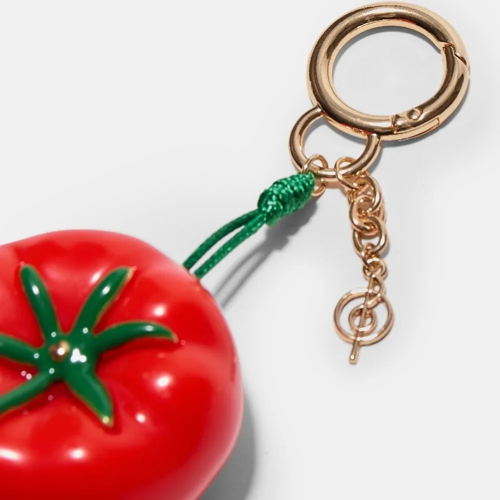 Schlüsselanhänger aus Legierungsmaterial, eleganter, süßer Schlüsselanhänger in Form von Früchten aus Harz, roter Tomaten-Herz-Handyanhänger, Autodekoration – Detail 4