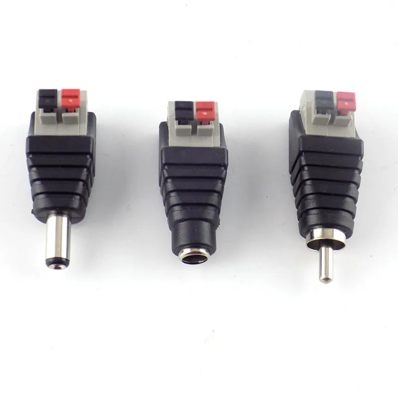 2Pcs DC Male Female Professional Jack Press Plug RCA Connector Cable Plug Adapter for Speaker CCTV Audio LED light C4