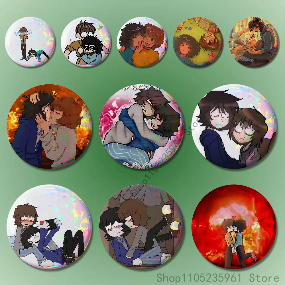 

Will Mike Onewheatmark B-Byler Badges 25 32 44 58 75 mm Round Cosplay Pin Fans Collect Friends Gifts Brooch Souvenir Custom