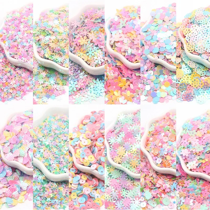 Mix Sequins Macaron Flower Snowflake Star Loose Sequin for Crafts Nail Art Glitter Paillettes DIY Confetti Accessories