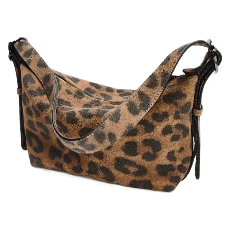 NEW Frosted Vintage Leopard print Women\'s Bag Shoulder Bag Solid Color Simple Casual Commuter Bags Autumn Retro 2024 Hot Selling