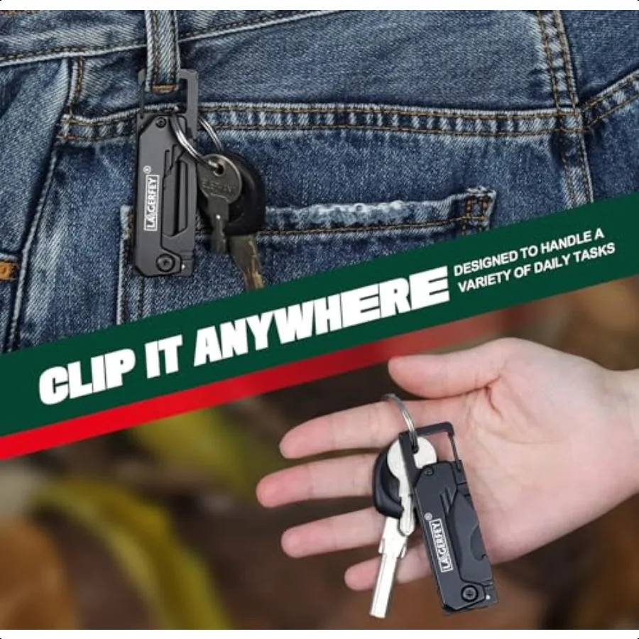 Zakmes Cadeaus voor mannen Sleutelhanger Multitool Box Cutter met 1,8 inch mes Kleine zakmessen voor dagelijks dragen Kous St