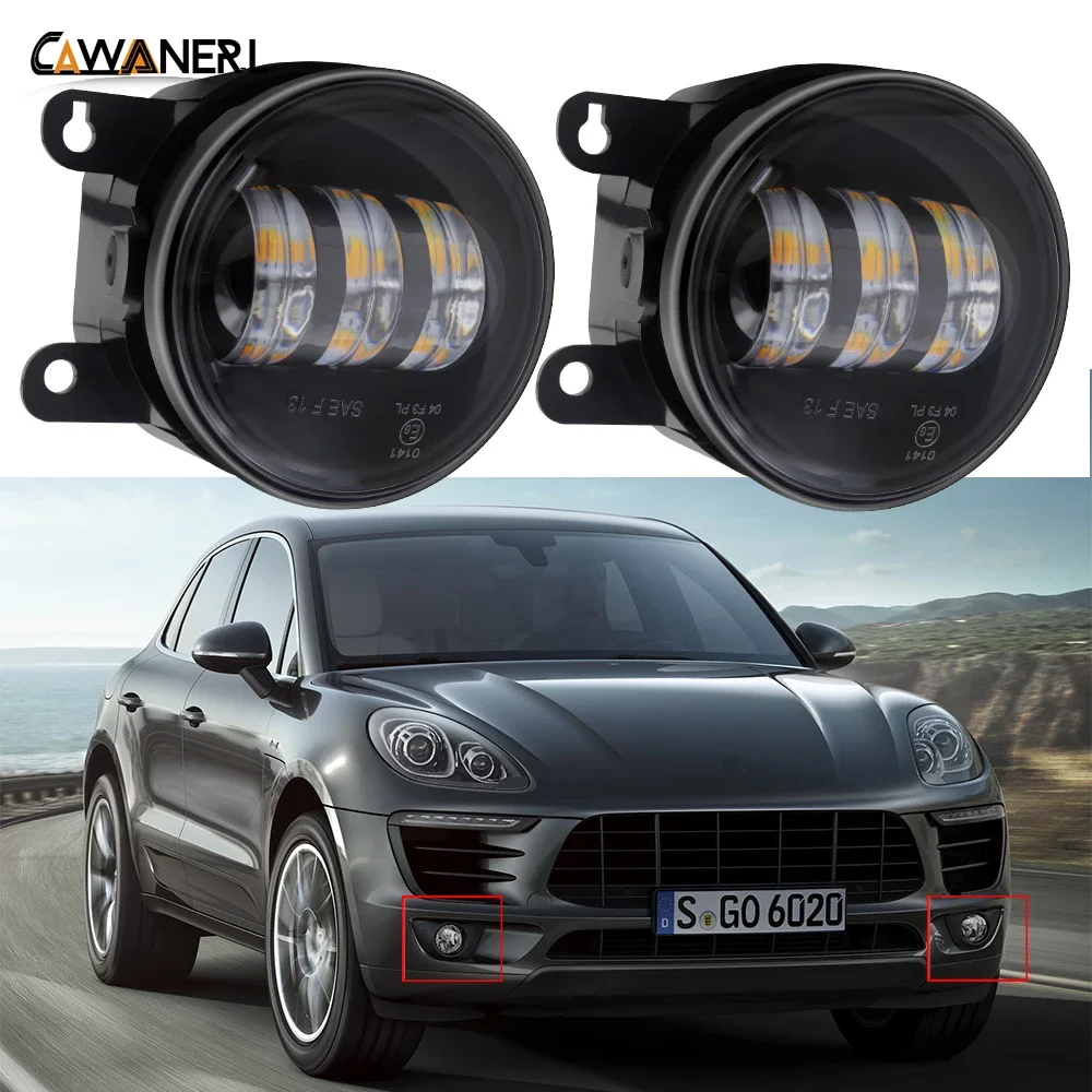 2 Pieces 30W LED Fog Light H11 Car Front Bumper Fog Lamp DRL Assembly For Porsche Macan (95B) 2014 2015 2016 2017 2018